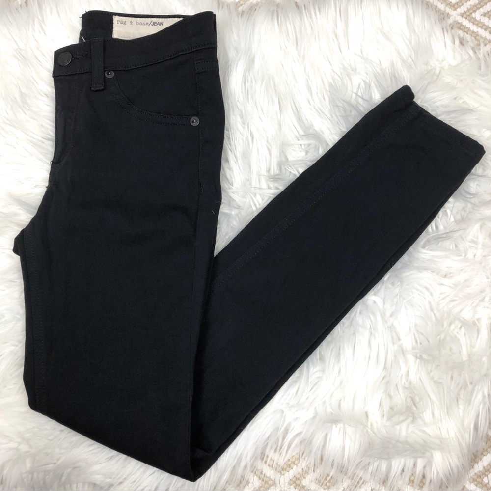 Rag & Bone Leggings Jeans Skinny 24 Black Plush
